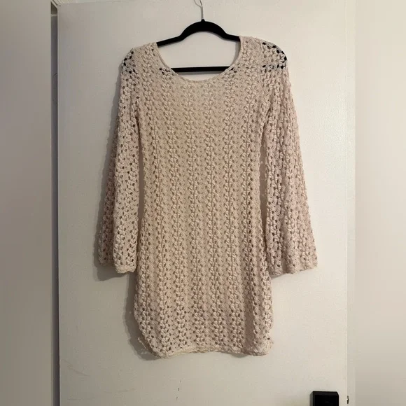 FREE PEOPLE  Ivory Gypsy Lace Bodycon Dress SIZE: SMALL - Picture 5 of 12